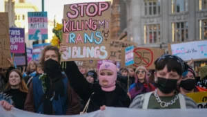 Trans rights campaigners marching in London